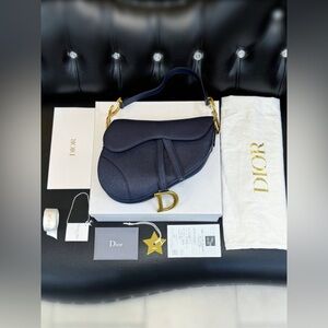 Christian Dior Saddle Bag Deep Ocean Blue Grained Calfskin